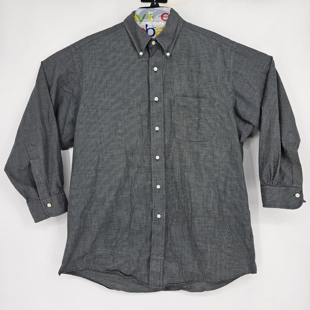 VTG Brooks Brothers Shirt‎ Mens 16.5 Hong Kong Long Sleeve Button Up Check